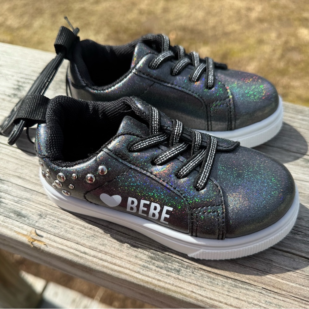 Bebe Kids NEW Black Glitter Sneakers Size 5